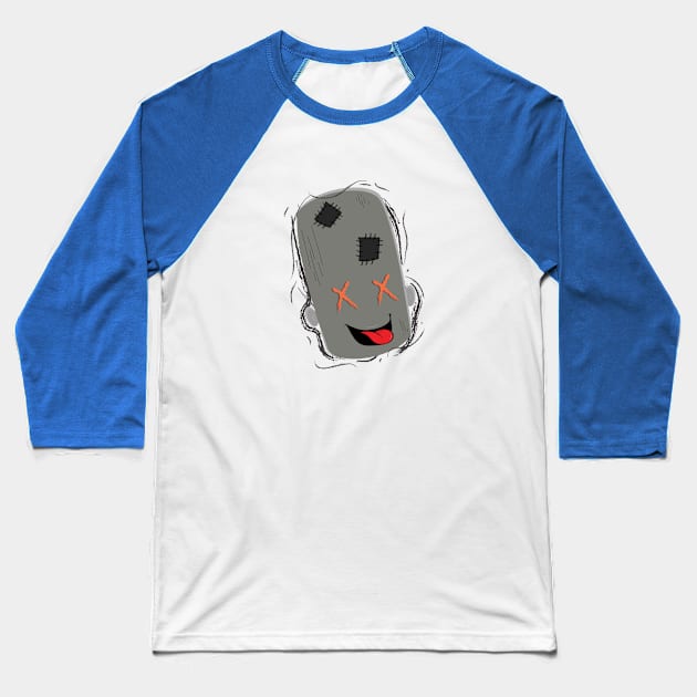 Dead Smiley Monster Face Baseball T-Shirt by jhive